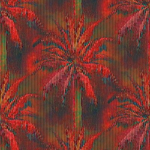 WATERCOLOR PALM TREE 2 STRIPED RED GREEN