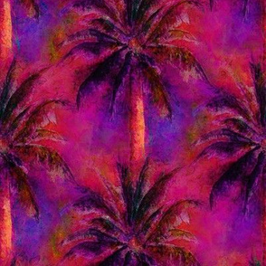 WATERCOLOR PALM TREE 2 ARTSY SUNSET