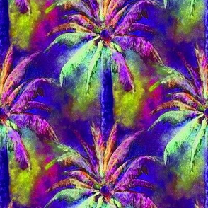 WATERCOLOR PALM TREE FOREST 2 PURPLE