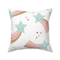 Kawaii magic rainbow love sweet dreams shooting stars make a wish mint pink girls jumbo