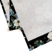 18" White and Blue Florals - Black