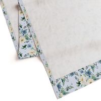 8" White and Blue Florals - Light Blue