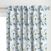 10.5" White and Blue Florals - Light Blue