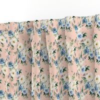 4" White and Blue Florals - Peach