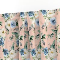 8" White and Blue Florals - Peach