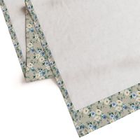 4" White and Blue Florals - Taupe