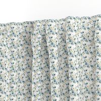 1.5" White and Blue Florals - White