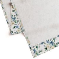 8" White and Blue Florals - White