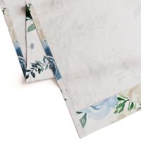 36" White and Blue Florals - White