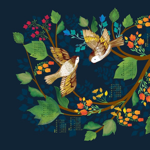 Birdsong 2019 Calendar Tea Towel