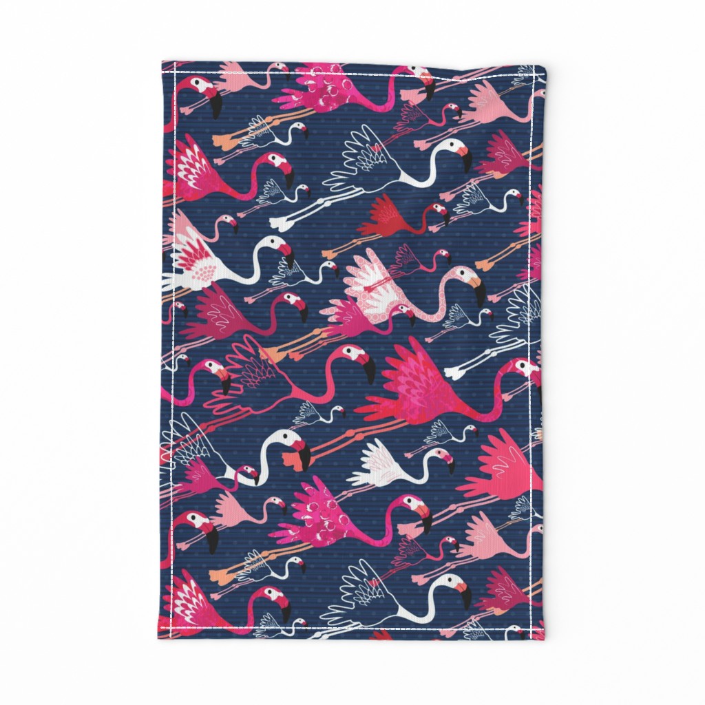 Flamingos On Blue