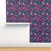 Flamingos On Blue