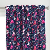 Flamingos On Blue