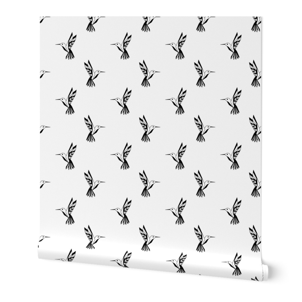 Geometric hummingbirds black & white