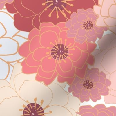 Soft Blooms-Floral Chintz-Floral Chintz-Peony Palette-Large Scale