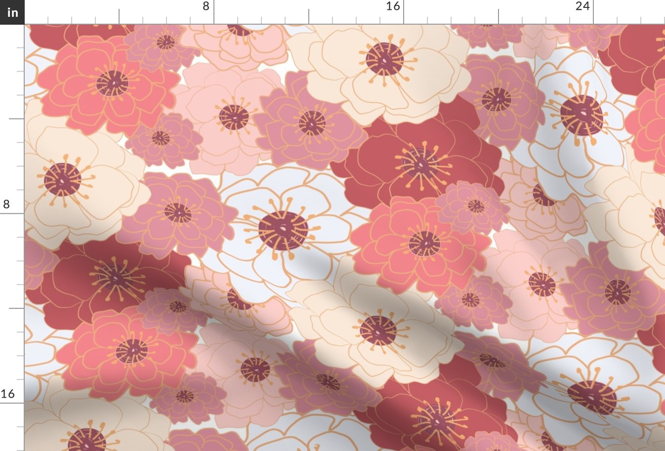 Soft Blooms-Floral Chintz-Floral Chintz-Peony Palette-Large Scale