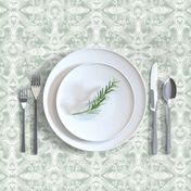 White Frost Medallions for Elegant Holiday (moss grey)