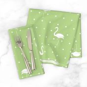 flamingos and stars on light green - large