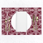 White Frost Medallions for Elegant Holiday (berry red)