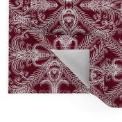 White Frost Medallions for Elegant Holiday (berry red)