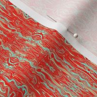 BFM12 - Butterfly Marble Brocade in Red with Aqua Accents