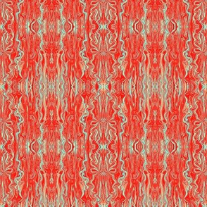 BFM12 - Butterfly Marble Brocade in Red with Aqua Accents