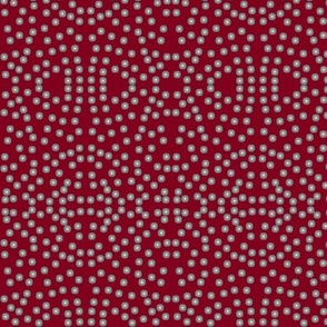 A Lacy Mesh of Twinkling Dots on Burgundy - Medium Scale