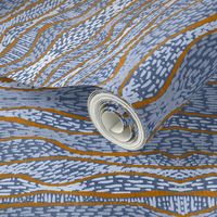 Layer upon layer, geology reflected by Su_G, in umber + indigo_©SuSchaefer