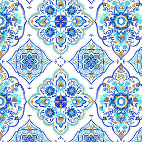 Hand painted Moroccan Tile 2 - Aqua