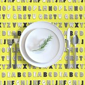 Alphabet pattern mustard