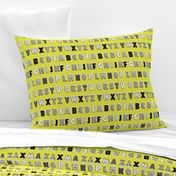 Alphabet pattern mustard