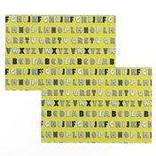 Alphabet pattern mustard