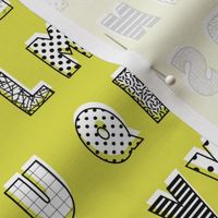 Alphabet pattern mustard