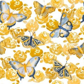 Watercolor Butterflies 'n Roses