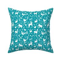 Woodland Otomi - Turquoise Background (small)