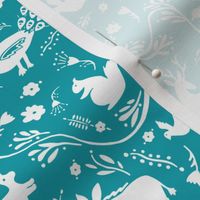 Woodland Otomi - Turquoise Background (small)