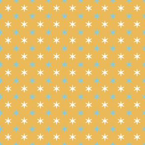 Little Stars in Blue & White on Orange Background