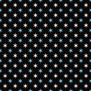 Little Stars Blue & White on Black