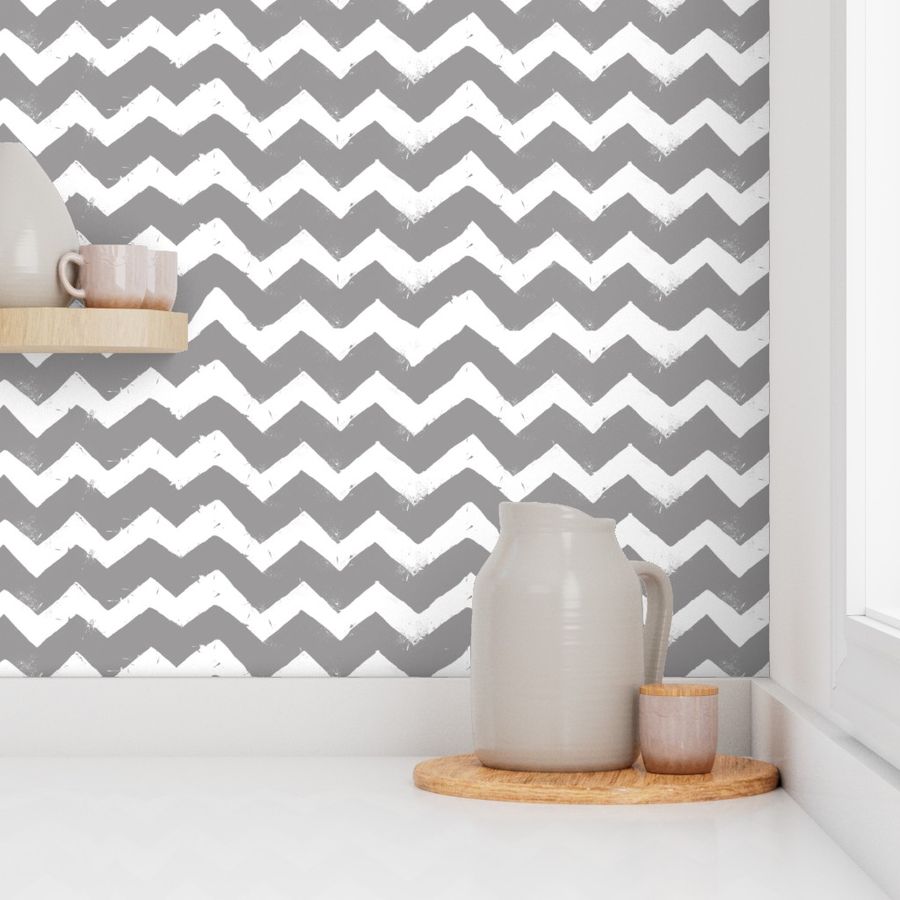 Gray & White Zig Zag Stripes