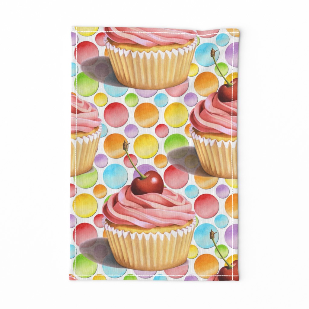 Pink Cupcake Polka Dots