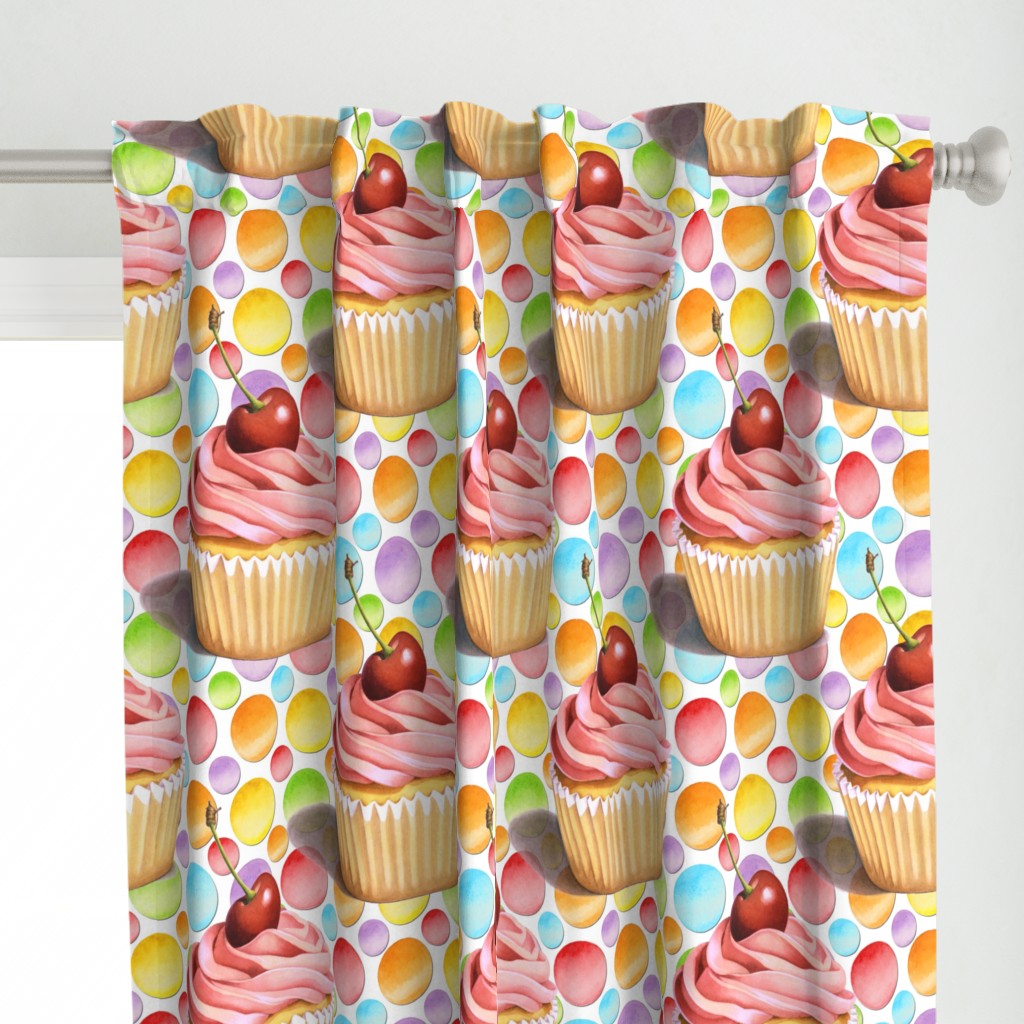 Pink Cupcake Polka Dots