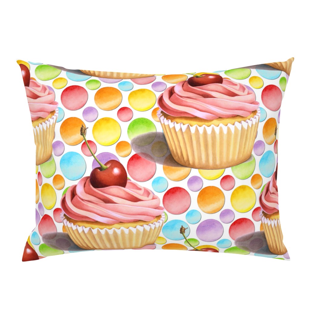 Pink Cupcake Polka Dots