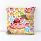 Pink Cupcake Polka Dots