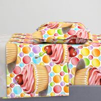 Pink Cupcake Polka Dots