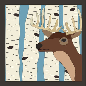 Deer & Birch Trees Pillow