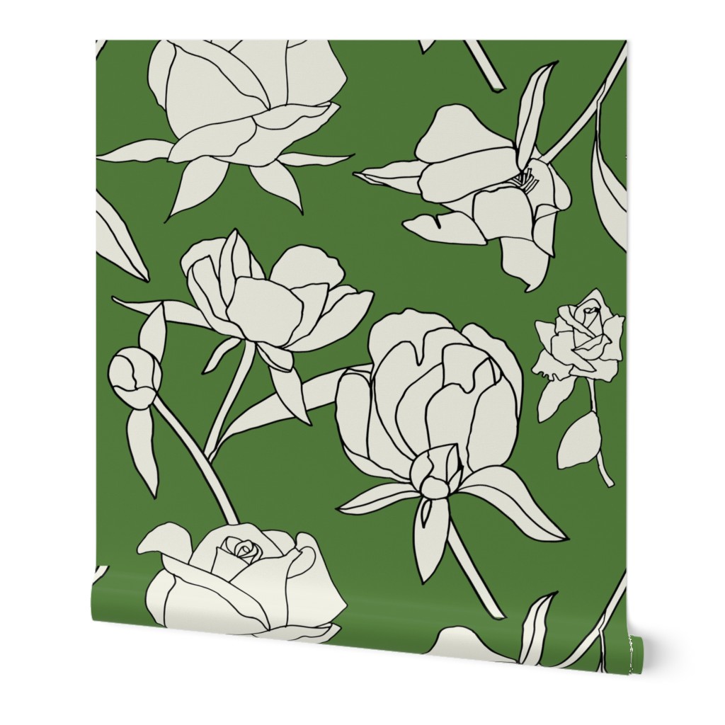 Roses in Cream and Green, smaller print