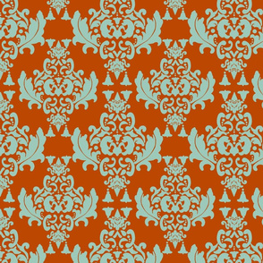 Delicious Damask- Olive Green on Spoonflower Green-ch-ch-ch-ch-ch