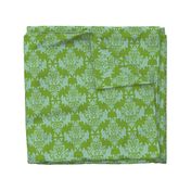 Delicious Damask- Olive Green on Spoonflower Green 