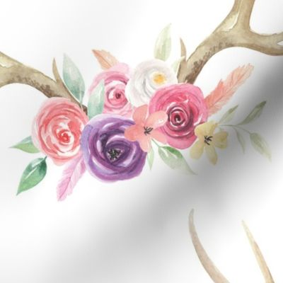 Watercolor Antler Floral Pattern