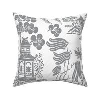 Chinoiserie Villages gray white